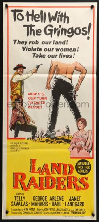 4c661 LAND RAIDERS Aust daybill 1969 Telly Savalas, George Maharis, cool gunslinger art!