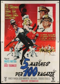 4w793 5 MARINES PER 100 RAGAZZE Italian 2p 1961 art of sexy Virna Lisi by Enrico De Seta!