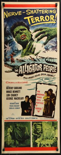 4y452 ALLIGATOR PEOPLE insert 1959 Beverly Garland, Lon Chaney, they'll make your skin crawl!