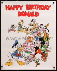 4z359 HAPPY BIRTHDAY DONALD 16x20 special poster 1984 Disney, Mickey Mouse and many more w/ cake!