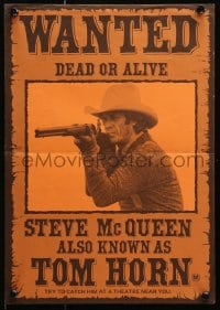 4z451 TOM HORN 11x16 Australian special poster 1980 Steve McQueen, ultra-rare wanted poster!