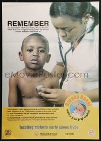 4z453 TREATING MALARIA EARLY SAVES LIVES 17x23 Kenyan special poster 2010 test as soon as possible!