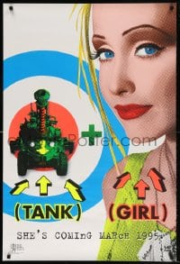 4z924 TANK GIRL teaser 1sh 1995 Lori Petty, based on the comic strip, cool blacklight design!