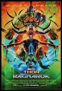 4z932 THOR RAGNAROK int'l French language advance DS 1sh 2017 montage of Hemsworth with top cast!