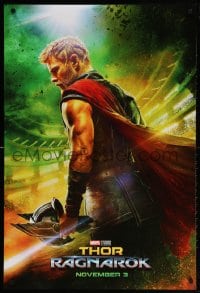 4z933 THOR RAGNAROK teaser DS 1sh 2017 great image of Chris Hemsworth in the title role w/helmet!