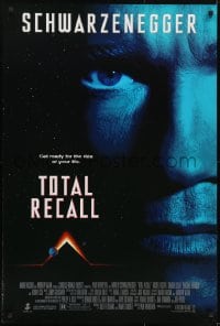 4z942 TOTAL RECALL 1sh 1990 Paul Verhoeven, huge close-up of Arnold Schwarzenegger!