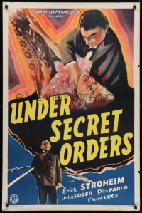 4z956 UNDER SECRET ORDERS 1sh 1943 Erich von Stroheim, gripping expose of a sinister spy ring!