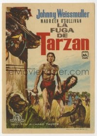 5d903 TARZAN ESCAPES Spanish herald R1967 Alvaro art of Johnny Weissmuller & Maureen O'Sullivan!