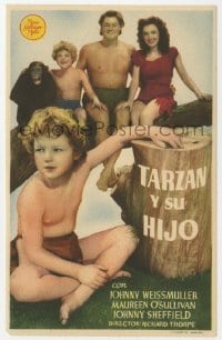 5d904 TARZAN FINDS A SON Spanish herald 1943 Johnny Weissmuller, O'Sullivan, Sheffield & Cheeta!