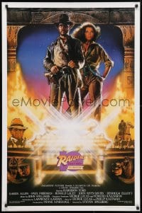 5g853 RAIDERS OF THE LOST ARK Kilian 1sh R1991 great Richard Amsel art of adventurer Harrison Ford!