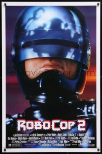 5g871 ROBOCOP 2 1sh 1990 great close up of cyborg policeman Peter Weller, sci-fi sequel!