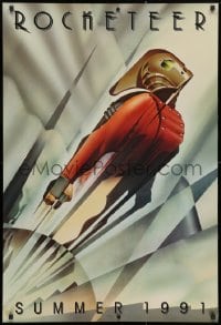 5g873 ROCKETEER teaser 1sh 1991 Walt Disney, vintage deco-style John Mattos art of him soaring into sky!