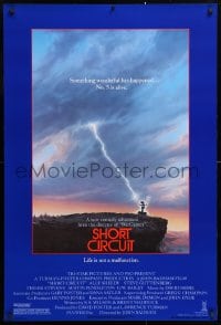 5g891 SHORT CIRCUIT 1sh 1986 cool artwork of Johnny Five being struck by lightning by John Alvin!