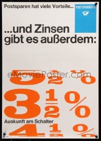 5g457 POSTSPARBUCH 17x23 German special poster 1969 art of percentages!