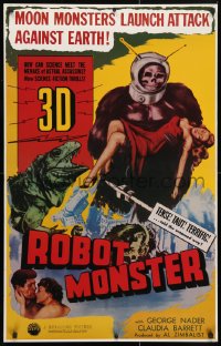 5g099 ROBOT MONSTER tv poster R1981 3-D, the worst movie ever, great wacky art!