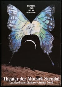 5g288 ROMEO UND JULIA 23x33 German stage poster 1980s art of a butterfly and the moon!