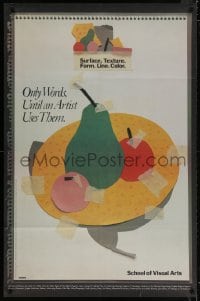 5g462 SCHOOL OF VISUAL ARTS 29x45 special poster 1985 cool still life fruit art by Milton Glaser!