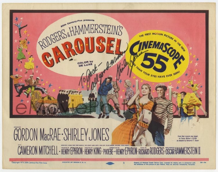 EMoviePoster.com: 6b083 CAROUSEL Signed TC 1956 By Shirley Jones, Who's ...