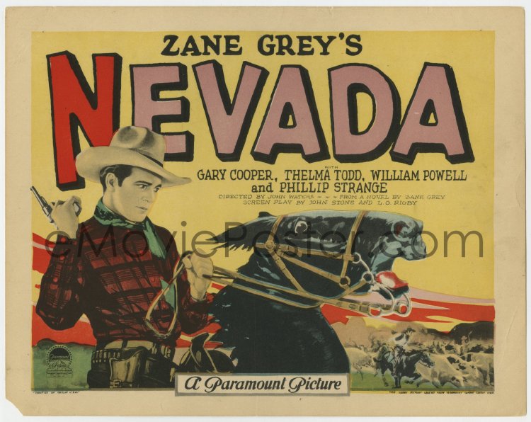 eMoviePoster.com: 6w371 NEVADA TC 1927 art of cowboy Gary Cooper on ...