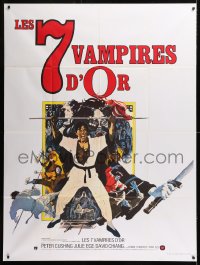 8b595 7 BROTHERS MEET DRACULA French 1p 1975 kung fu, black belt vs black magic, cool art!