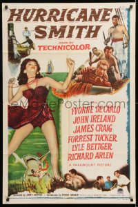 8f501 HURRICANE SMITH 1sh 1952 sexy tropical babe Yvonne De Carlo, John Ireland!