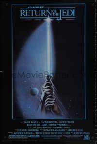 8k273 RETURN OF THE JEDI 24x36 commercial poster 1983 art of hands holding lightsaber by Reamer!