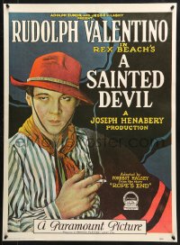 8k274 SAINTED DEVIL 21x29 commercial poster 1970s Rudolph Valentino, Rex Beach, Nita Naldi