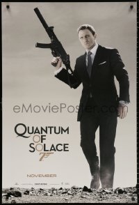 8k861 QUANTUM OF SOLACE teaser 1sh 2008 Daniel Craig as Bond with H&K submachine gun!