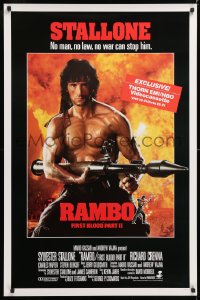 8k203 RAMBO FIRST BLOOD PART II 27x41 video poster 1985 no law, no war can stop Sylvester Stallone!