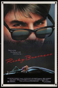 8k879 RISKY BUSINESS 1sh 1983 classic close up art of Tom Cruise in cool shades by Drew Struzan!