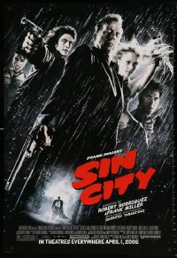 8k901 SIN CITY advance 1sh 2005 graphic novel by Frank Miller, cool image of Bruce Willis & cast