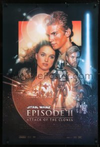 9c492 ATTACK OF THE CLONES style B DS 1sh 2002 Star Wars Episode II, artwork by Drew Struzan!