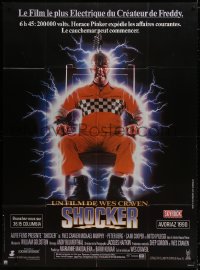 9f919 SHOCKER French 1p 1990 Wes Craven, wild image of electrocuted murderer Mitch Pileggi!