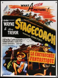 9f929 STAGECOACH French 1p R2010 art of John Wayne in the movie that made him a huge star!