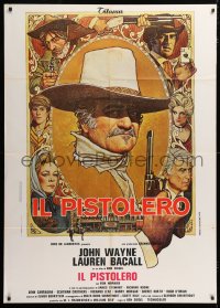 9f506 SHOOTIST Italian 1p 1976 cool Richard Amsel artwork of cowboy John Wayne & top cast!