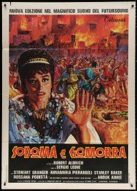 9f510 SODOM & GOMORRAH Italian 1p R1960s Robert Aldrich, different art of Pier Angeli & burning city