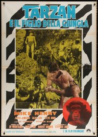 9f520 TARZAN & THE JUNGLE BOY Italian 1p 1969 Mike Henry, Steve Bond, cool different montage!