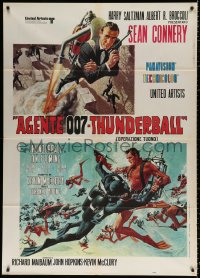 9f530 THUNDERBALL Italian 1p R1971 cool Frank McCarthy art of Sean Connery as James Bond 007!