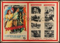 9f534 TOMAHAWK horizontal Italian 1p R1954 different art of Van Heflin & Yvonne De Carlo, rare!