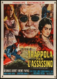 9f537 TRAP FOR THE ASSASSIN Italian 1p 1966 Roger la Honte, cool montage art of top stars, rare!