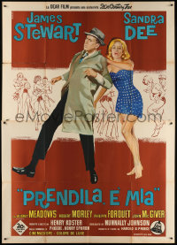 9f285 TAKE HER, SHE'S MINE Italian 2p 1963 Manno art of Jimmy Stewart & sexy Sandra Dee, rare!