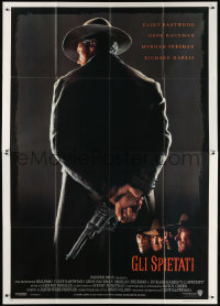 9f294 UNFORGIVEN Italian 2p 1992 classic image of gunslinger Clint Eastwood with his back turned!