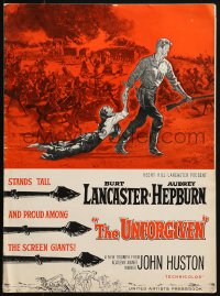 9f183 UNFORGIVEN pressbook 1960 Burt Lancaster, Audrey Hepburn, directed by John Huston!