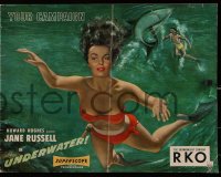 9f181 UNDERWATER pressbook 1955 Howard Hughes, art of sexy Jane Russell, includes tipped-in herald!