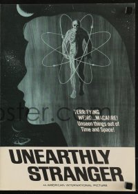 9f182 UNEARTHLY STRANGER pressbook 1964 cool art of weird macabre unseen thing out of time & space!