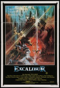 9j462 EXCALIBUR Aust 1sh 1981 John Boorman, cool medieval fantasy sword artwork by Bob Peak!