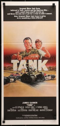 9j936 TANK Aust daybill 1984 great art of James Garner in uniform & C. Thomas Howell by Craig!