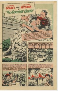 9m103 AFRICAN QUEEN herald 1952 comic book style art of Humphrey Bogart & Katharine Hepburn!