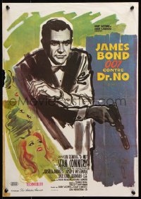 9p508 DR. NO French 16x22 R1970s art of Sean Connery as James Bond 007 with sexy ladies!