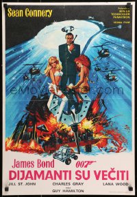 9p290 DIAMONDS ARE FOREVER Yugoslavian 19x27 1971 art of Sean Connery as James Bond 007 by McGinnis